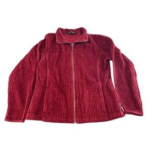 Woolrich Womens red Burgundy Ribbed Corduroy Texture Full Zip Jacket Small